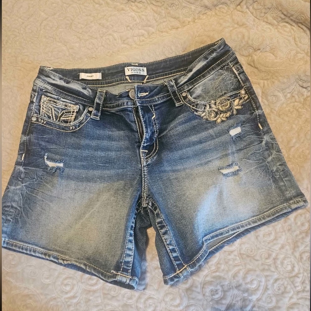 Vigoss Women's Embroidered Blue Jean Shorts